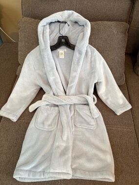 Pottery Barn Kids Light Blue Plush Hooded Robe